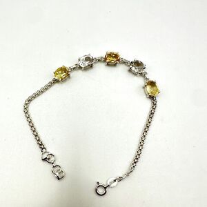 NWOT 7" White Topaz and Citrine faceted bracelet in sterling silver!